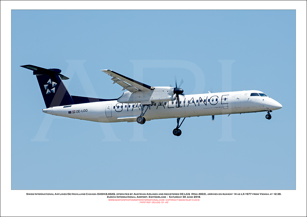 OE-LGQ - Swiss International Air Lines  De Havilland Canada DASH-8-402Q (Msn 4003) - 01