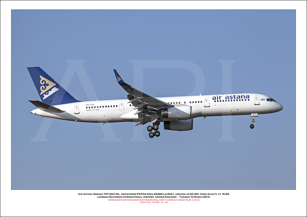 P4-FAS - Air Astana Boeing 757-2G5 WL (Msn 29489 Ln 834)  - 01