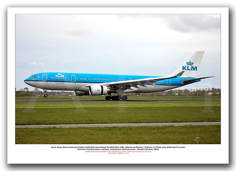 PH-AOD - KLM - Royal Dutch Airlines Airbus A330-203 (Msn 738) - 01