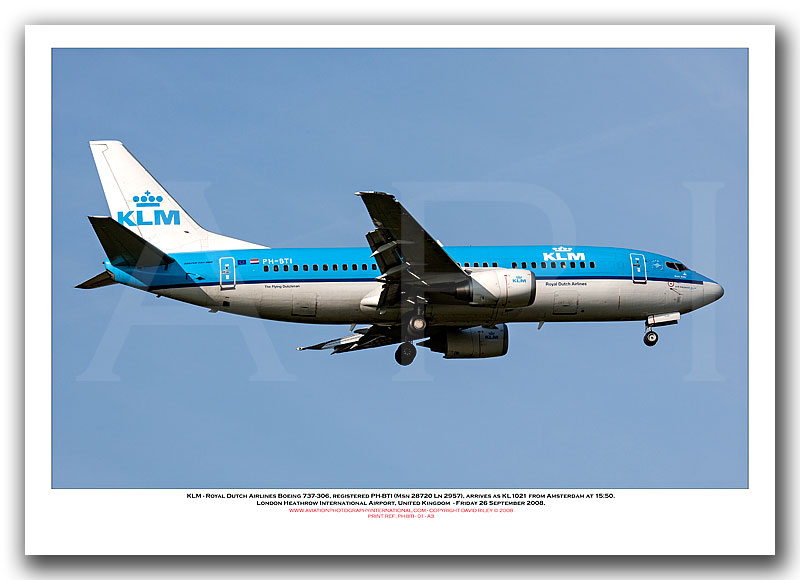PH-BTI -  KLM - Royal Dutch Airlines Boeing 737-306 (Msn 28720 Ln 2957) - 01