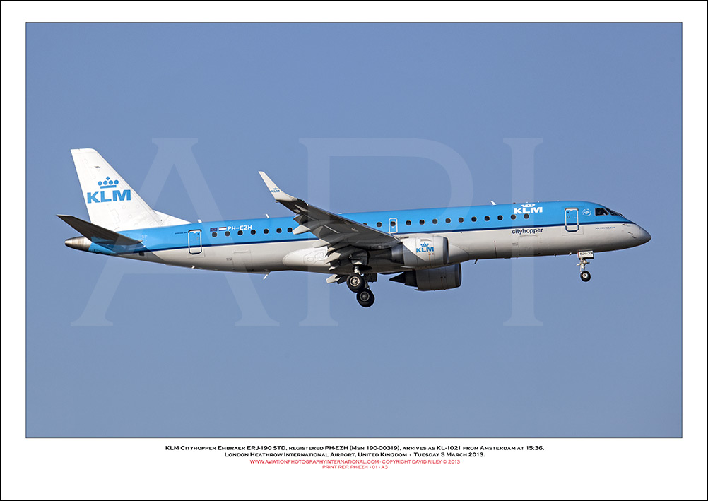 PH-EZH - KLM Cityhopper Embraer ERJ -190 STD (Msn  190-00319) - 01