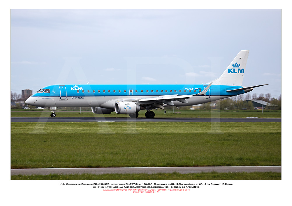 PH-EZT - KLM Cityhopper Embraer ERJ -190 STD (Msn  190-00519) - 01