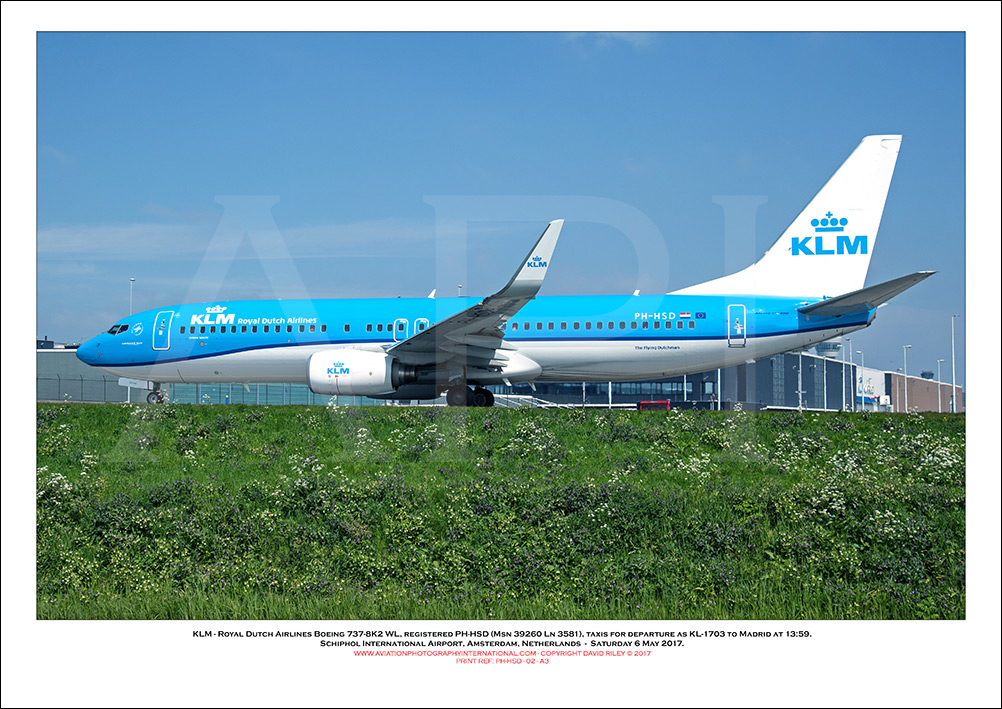 PH-HSD -  KLM - Royal Dutch Airlines Boeing 737-8K2 WL (Msn 39260 Ln 3581) - 02