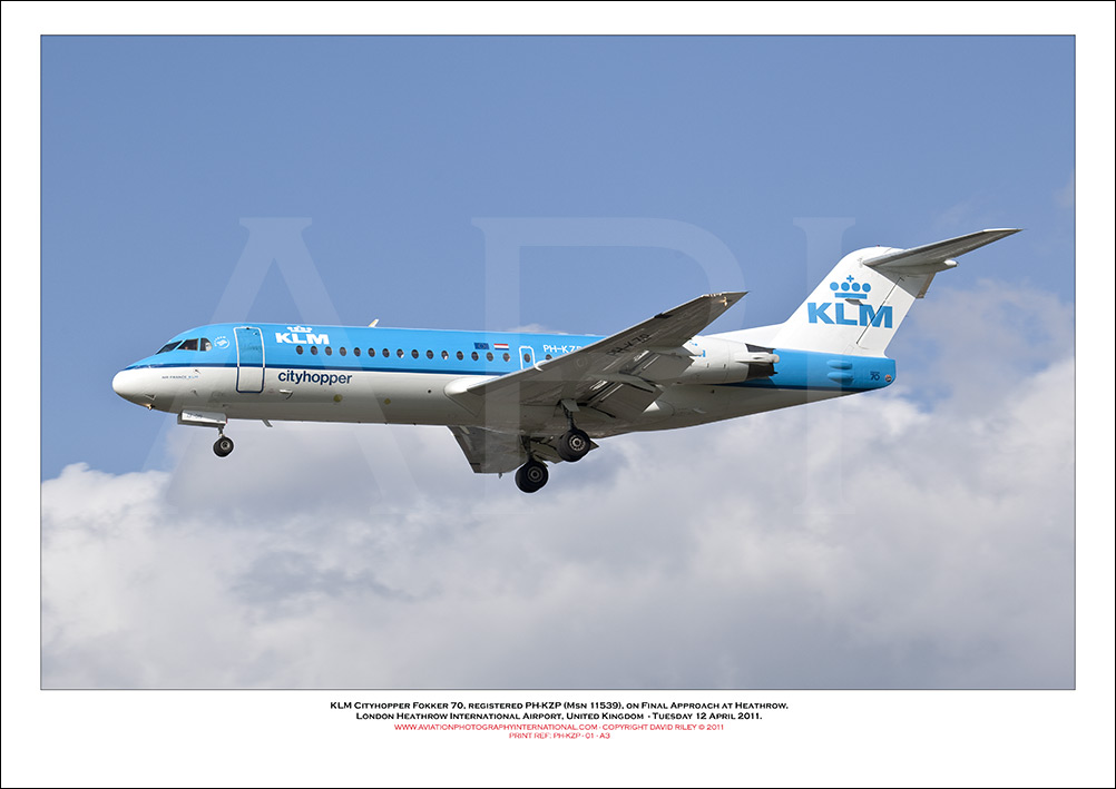 PH-KZP - KLM Cityhopper Fokker 70 (Msn 11539) - 01