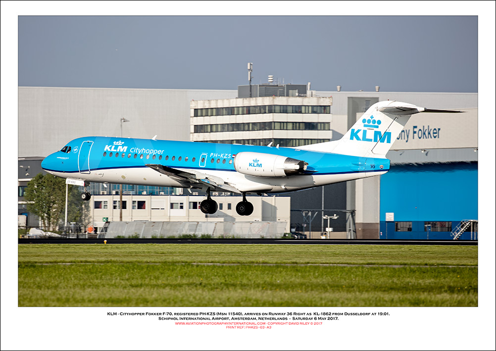 PH-KZS - KLM Cityhopper Fokker 70 (Msn 11540) - 03