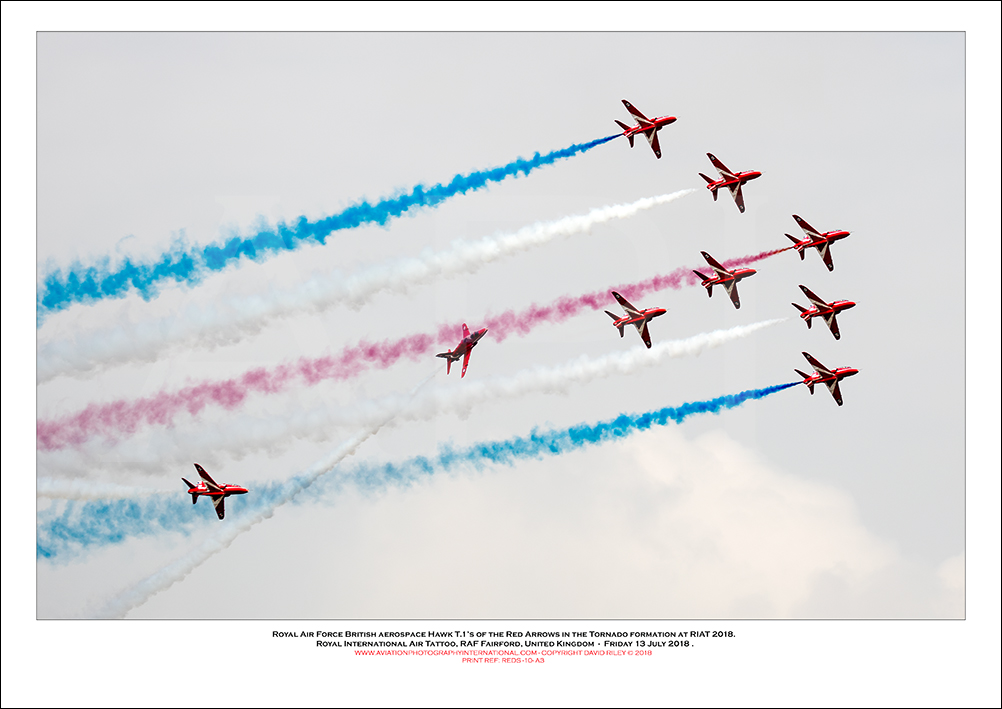 REDS -The Royal Air Force�s Red Arrows  in the Tornado formation at RIAT 2018 - 10