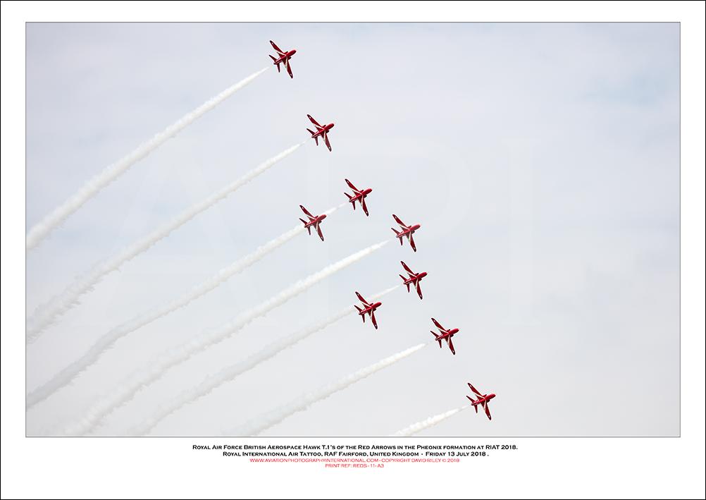 REDS -The Royal Air Force�s Red Arrows  in the Pheonix formation at RIAT 2018 - 11
