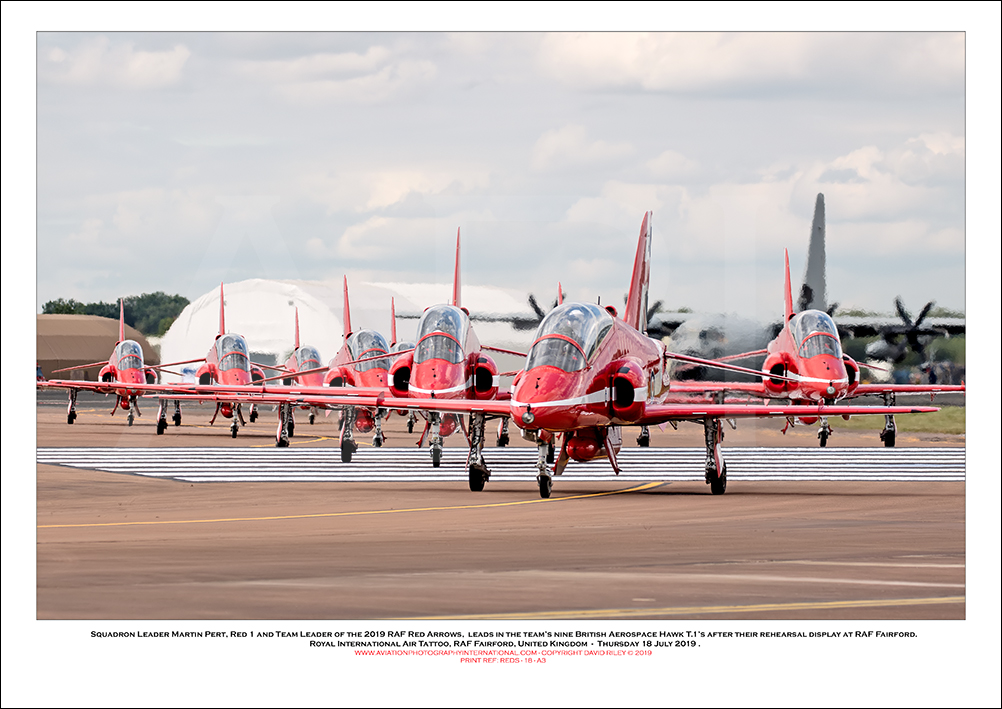 REDS -Squadron Leader Martin Pert leads in the team�s nine Hawk T.1�s after a rehearsal - 18