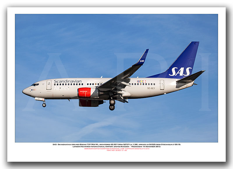 SE-REY - SAS Skandinavian Airlines Boeing 737-76N WL  (Msn 32737 Ln 1130) - 01