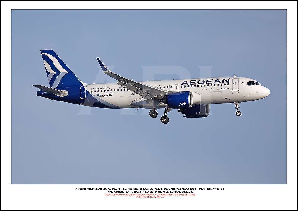 SX-NEQ - Aegean Airlines Airbus A320-271N SL (Msn 9400) - 01