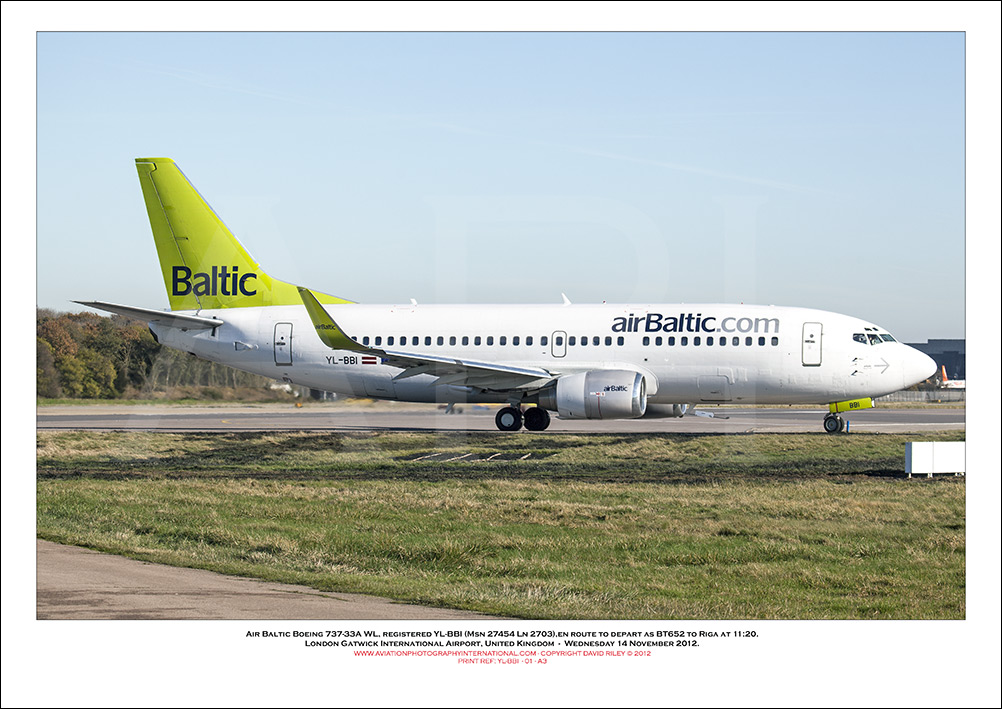 YL-BBI - Air Baltic Boeing 737-33A WL  (Msn 27454 Ln 2703) - 01