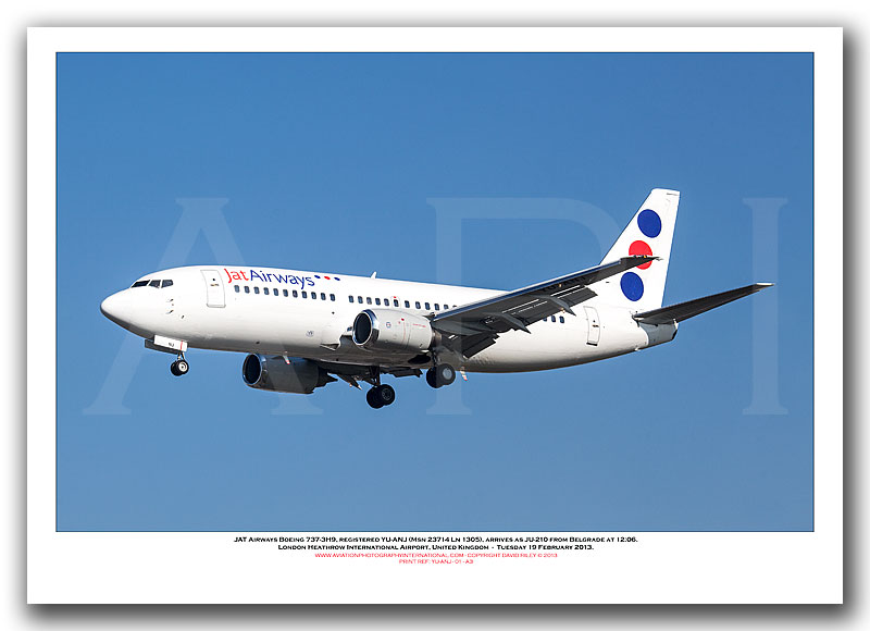 YU-ANJ - Jat Airways Boeing B737-3H9 (Msn 23714 Ln 1305) - 01